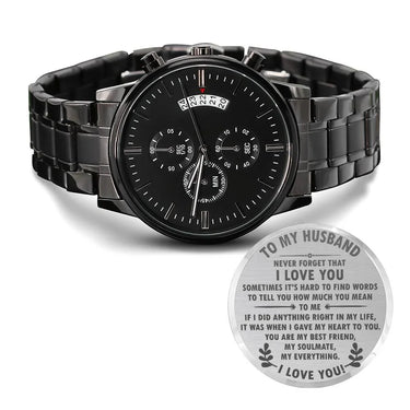 To My Husband - Premium Black Chronograph Watch - Gift Set - SLDDL0038 - Sunshine Letters Co